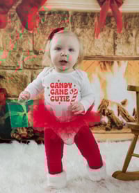 Image 2 of Candy Cane Cutie Tutu Bodysuit Leotard Girl’s Tulle Red  Dress  Party Set