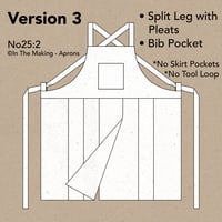 Image 9 of Pleated Linen Apron for Artists with Cross Back Straps and 3 pockets. No25:2