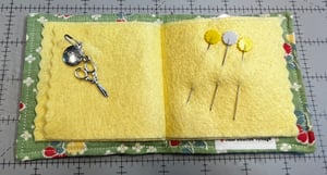 Image of Vintage Yellow Floral Embroidery Needlebook