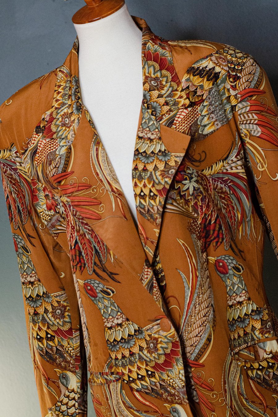Image of Vintage Genevieve Silk Pheasant Blazer
