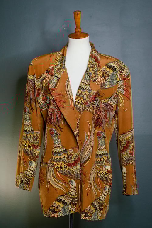 Image of Vintage Genevieve Silk Pheasant Blazer