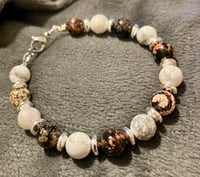 Image 1 of Mexican Red Snowflake Obsidian, Howlite & Bright Silver Hematite - Size 6.5