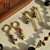 Image 2 of Dalmatian Jasper Chain Earrings