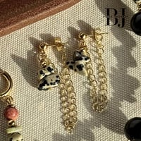 Image 1 of Dalmatian Jasper Chain Earrings