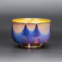 Image 1 of Magenta Flambé Waves - Teabowl