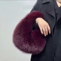 Image 2 of Deluxe Fall Plush Handbag WINE