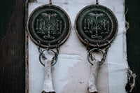 Image 5 of Nightside of Eden etched brass and bone earrings