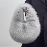 Image 1 of Deluxe Fall Plush Handbag GRAY