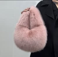 Image 1 of Deluxe Fall Plush Handbag BABY PINK