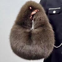 Image 2 of Deluxe Fall Plush Handbag BROWN