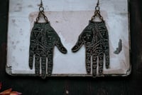 Image 3 of Palmistry etched brass earrings