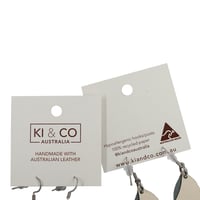 Image 2 of Australian made leather earrings - Leaf.  Gold, white, brown [LGW-233]