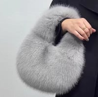 Image 2 of Deluxe Fall Plush Handbag GRAY