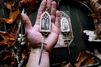 Image 6 of Brass and Silver Gothic Arch ear weights 3