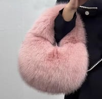 Image 2 of Deluxe Fall Plush Handbag BABY PINK