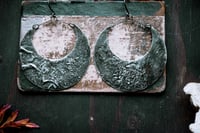 Image 2 of Large Textured Silver Moon ear hangers