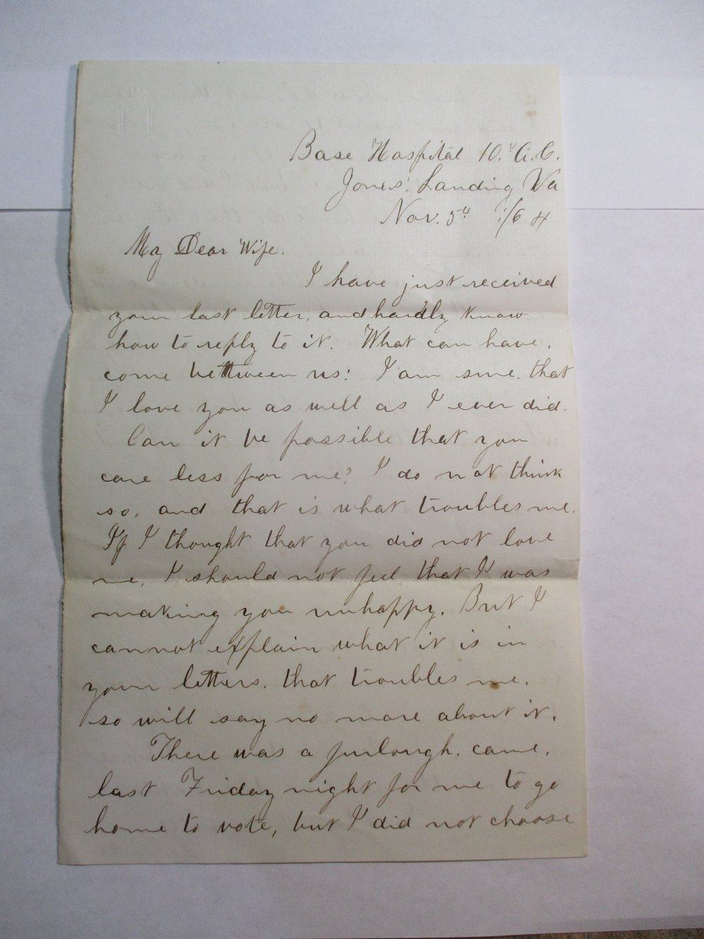 #187-CIVIL WAR SALE: A SOLDIER'S LETTER TO HIS "DEAR WIFE"