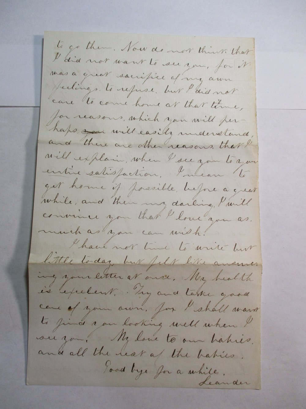 #187-CIVIL WAR SALE: A SOLDIER'S LETTER TO HIS "DEAR WIFE"