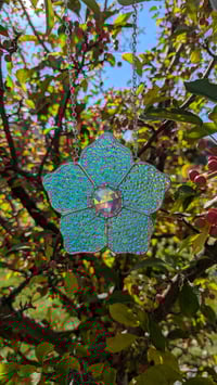 Image 1 of Gem Flower - Teal/Pink Dichroic 