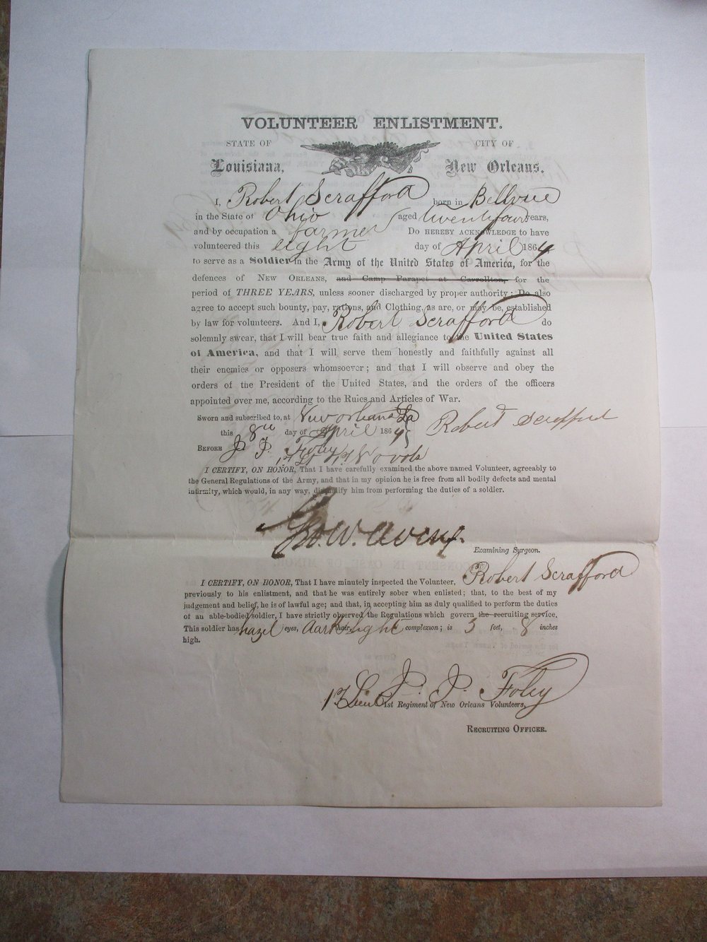 #186-CIVIL WAR SALE: OHIO FARMER, 24 YEARS OLD, VOLUNTEERS TO FIGHT