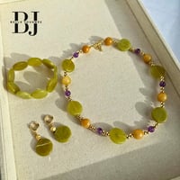 Image 1 of  Golden Jade Harmony Necklace – Jade, Yellow Jade & Amethyst