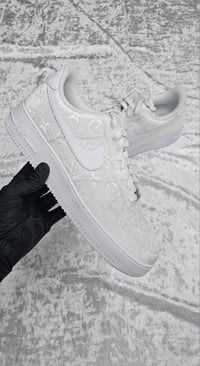 Image 1 of White Velvet Red Bottom Air Force 1