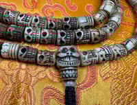 Image 1 of Yak Bone Carved Skull Citipati Mala - Medium - Cylindrical Beads - Unique - Tantra Mantra