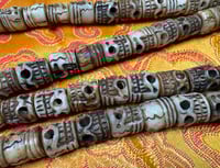 Image 4 of Yak Bone Carved Skull Citipati Mala - Medium - Cylindrical Beads - Unique - Tantra Mantra