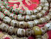 Image 2 of Citipati Mala - Yak Bone Carved Skulls Beads - Medium - Beige/Tan Color Tones - Rare - Tantra