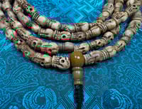 Image 1 of Citipati Mala - Yak Bone Carved Skulls Beads - Unique Long & Narrow Style - Rare - Tantra
