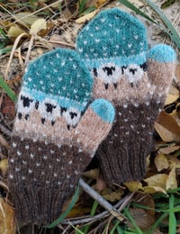 Image 3 of “Baa-ble” mittens - Chocolate heather - Ready to ship