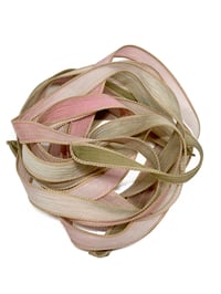 Image 3 of 1PC. PASSION FRUIT 42" hand dyed wrist wrap bracelet silk ribbon//Yoga wrist wrap bracelet ribbon