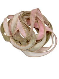 Image 6 of 1PC. PASSION FRUIT 42" hand dyed wrist wrap bracelet silk ribbon//Yoga wrist wrap bracelet ribbon