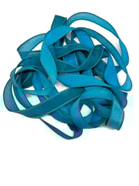 Image 1 of 1PC. POOLSIDE 42" hand dyed wrist wrap bracelet silk ribbon//Yoga wrist wrap bracelet ribbon