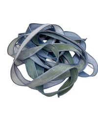 Image 2 of 1PC. BLUE HERON 42" hand dyed wrist wrap bracelet silk ribbon//Yoga wrist wrap bracelet ribbon