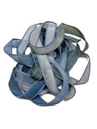 Image 3 of 1PC. BLUE HERON 42" hand dyed wrist wrap bracelet silk ribbon//Yoga wrist wrap bracelet ribbon