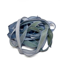 Image 5 of 1PC. BLUE HERON 42" hand dyed wrist wrap bracelet silk ribbon//Yoga wrist wrap bracelet ribbon