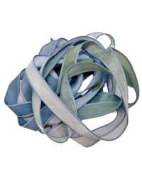 Image 6 of 1PC. BLUE HERON 42" hand dyed wrist wrap bracelet silk ribbon//Yoga wrist wrap bracelet ribbon