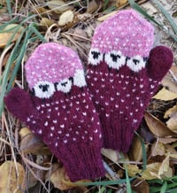 Image 1 of “Baa-ble” mittens - Maroon pink - Ready to ship