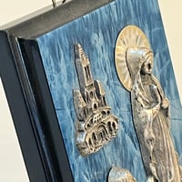 Image 7 of Cadre vintage souvenir de Lourdes - Bernadette Soubirous - Sainte Vierge Marie - 1960