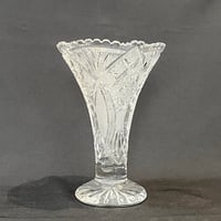 Image 3 of Vase vintage en cristal de Bohème taillé - Vase trompette en cristal - Années 40 - 50