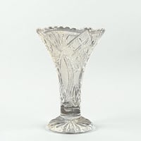 Image 2 of Vase vintage en cristal de Bohème taillé - Vase trompette en cristal - Années 40 - 50