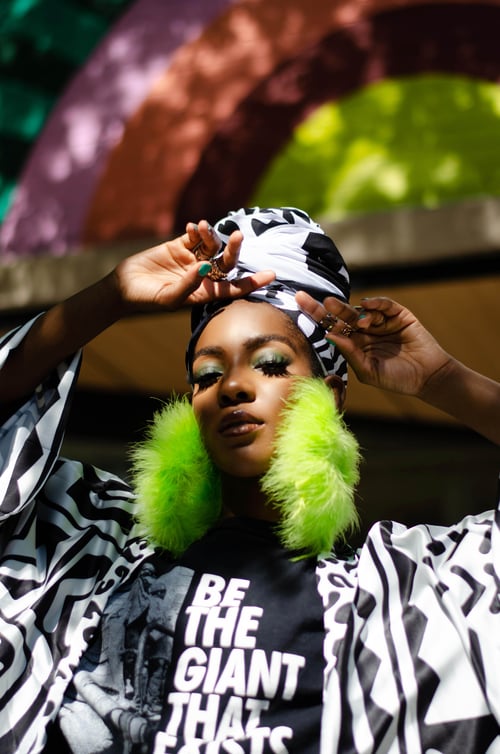 Image of Custom Electric Lime Feather Hoop Earrings