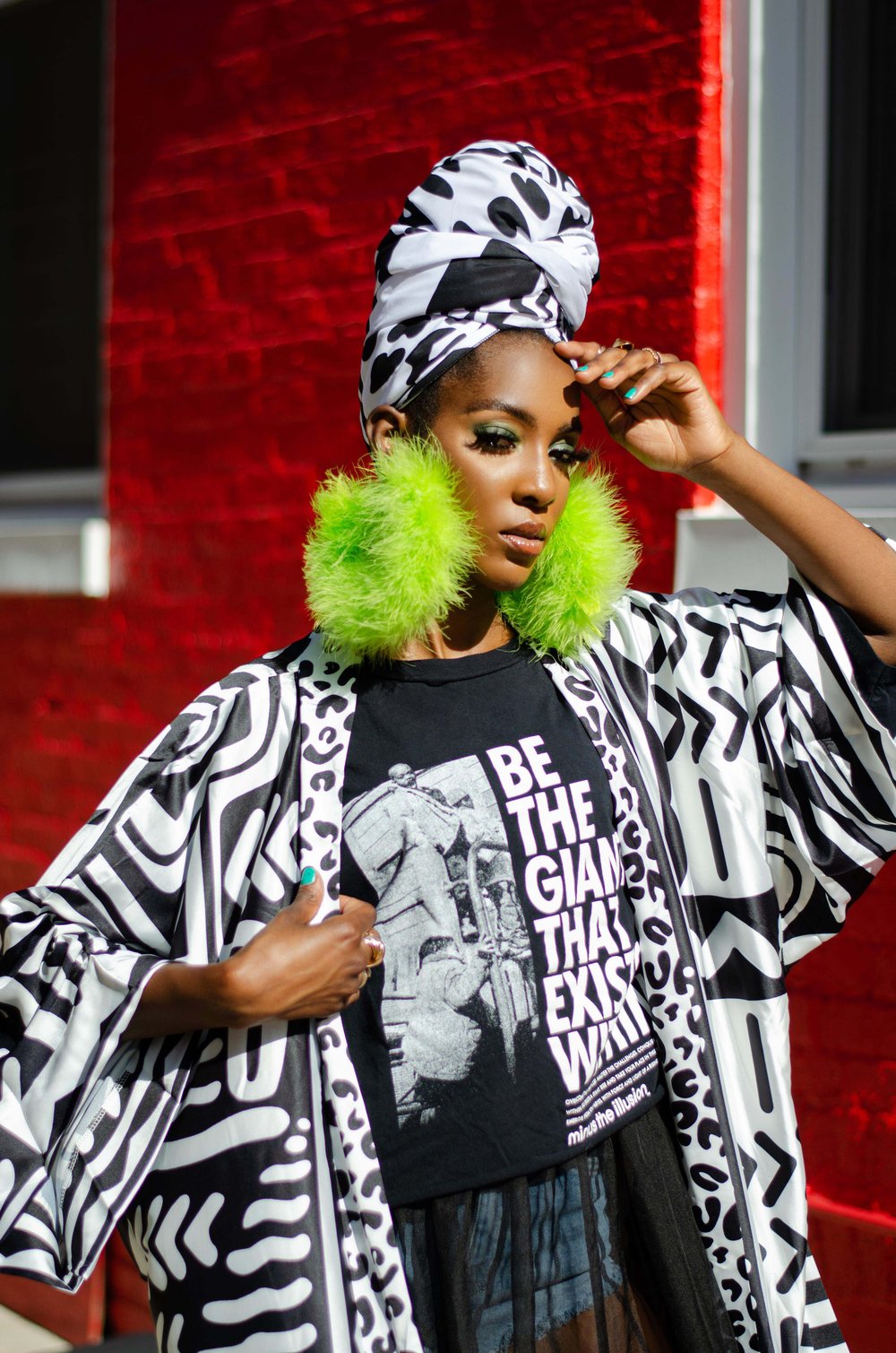 Image of Custom Electric Lime Feather Hoop Earrings