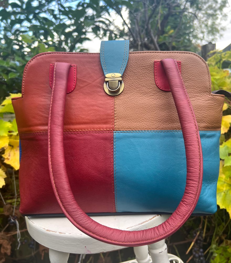 Image of Harlequin Collection - Large Recycled Leather Handbag #LH1