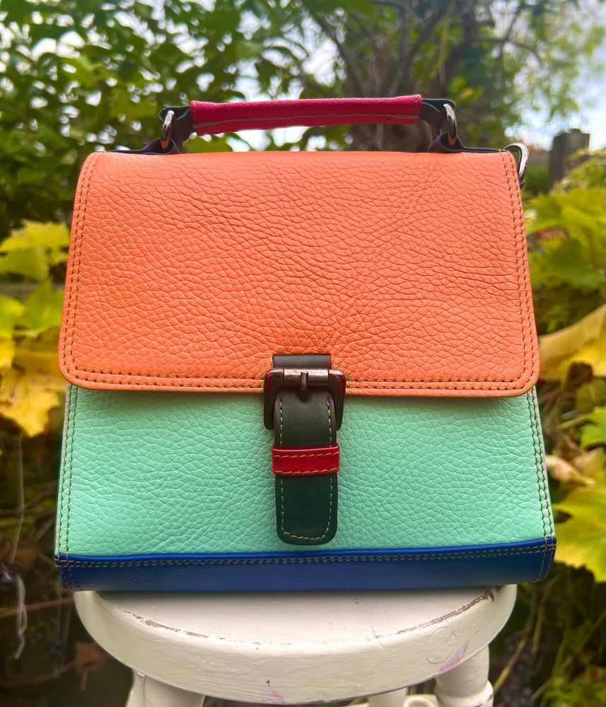 Image of Harlequin Collection - Recycled Leather Classic Handbag.  #6A