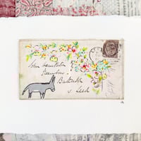 Image 2 of Art ORIGINAL - antique envelope - hand painted flowers and Dennis - Wall art