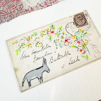 Image 4 of Art ORIGINAL - antique envelope - hand painted flowers and Dennis - Wall art