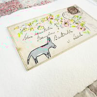 Image 5 of Art ORIGINAL - antique envelope - hand painted flowers and Dennis - Wall art