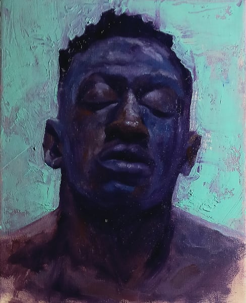 Image of Blue oil on canvas.